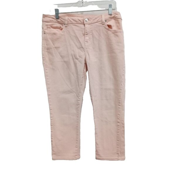 Michael Kors Womens Capri Jeans Size 10 Pink Cropped Skinny Leg Stretch Denim - Picture 1 of 7
